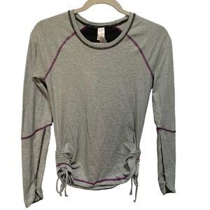 Lucy Tech Gray and Purple Long Sleeve Active Wear Ruched Top Size Extra Small